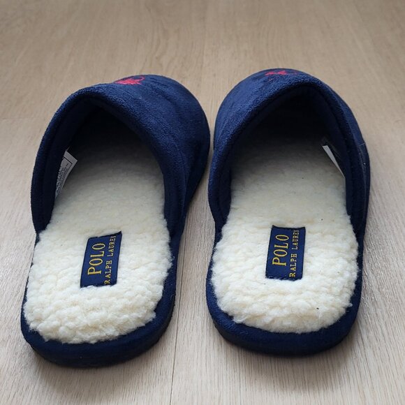 NWOT Polo Ralph Lauren Men's Navy Blue Klarence Slippers Size 7 - Picture 2 of 5
